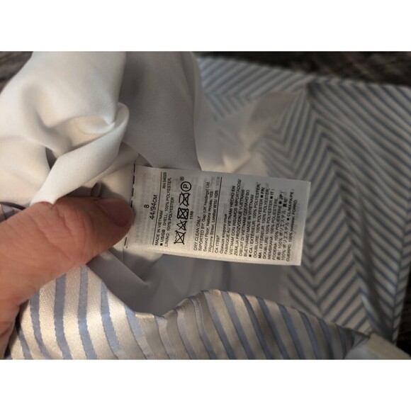 Banana Republic One Shoulder Satin Blue White Stripe Fit and Flare Dress size 8 - Picture 8 of 11